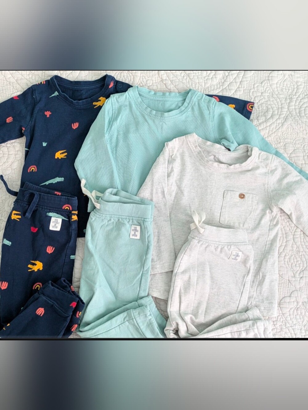 M&S 3-Pack Set in Navy, Mint & Light Gray - Soft Cotton